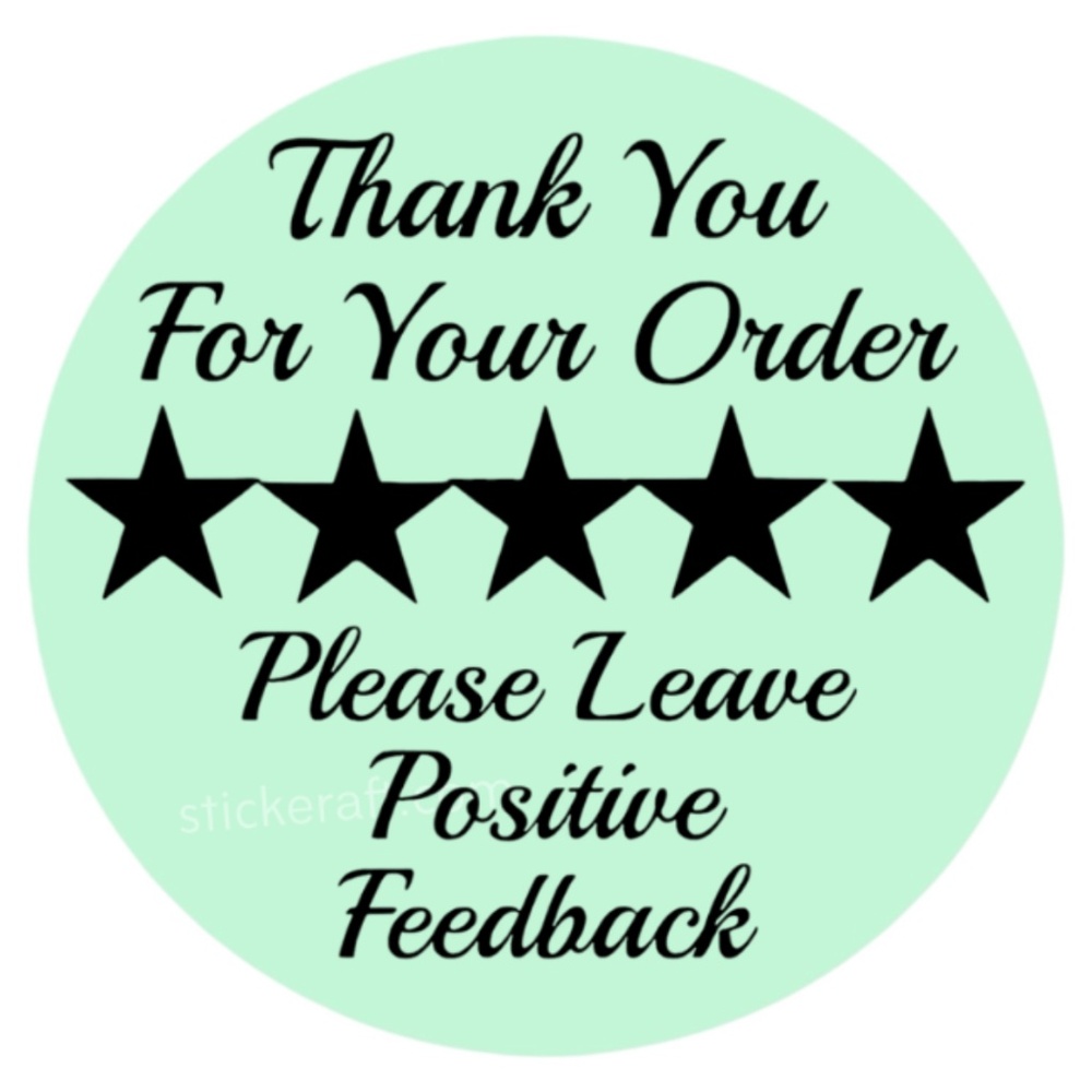 Thank You Stickers Positive Feedback Labels 5 Star Review Packaging - Picture 3 of 15
